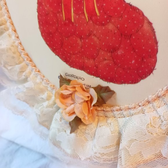 VTG 1988 Giordano Art Satin Lace Oval Framed Dolls in Red Christmas Stocking 15" - Picture 4 of 9